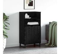 Highboard Black Oak 60x36x110cm Engineered Wood & Metal 6-Compartment MetalFeet