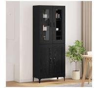 Highboard Black Oak 69.5 x 34 x 180 cm Engineered Wood 4-Door Modern Storage New