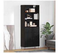Highboard Black Oak 69.5x32.5x180cm Engineered Wood 3-Drawer Hairpin Legs New
