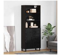 Highboard Black Oak 69.5x34x180cm Engineered Wood 1 Door 1 Drawer Metal Legs UK
