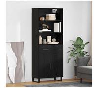 Highboard Black Oak 69.5x34x180cm Engineered Wood 1 Door 1 Drawer Modern Compact