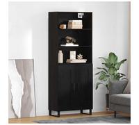 Highboard Black Oak 69.5x34x180cm Engineered Wood 1 Door 1 Drawer Slim Legs 1pcs