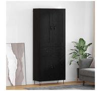 Highboard Black Oak 69.5x34x180cm Engineered Wood 3-Door Drawer Storage Modern
