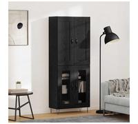 Highboard Black Oak 69.5x34x180cm Engineered Wood 3-Door Drawer Storage Modern.