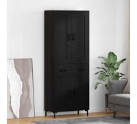 Highboard Black Oak 69.5x34x180cm Engineered Wood 4-Door Buffet Storage Home Use