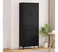 Highboard Black Oak 69.5x34x180cm Engineered Wood 4-Door Modern Storage Classic