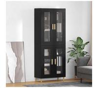 Highboard Black Oak 69.5x34x180cm Engineered Wood 4-Door Modern Storage Tall Cab