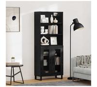 Highboard Black Oak 69.5x34x180cm Engineered Wood Drawer Single Door Modern Slim