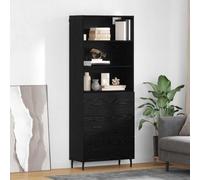 Highboard Black Oak 69.5x34x180cm Engineered Wood & Glass 2 Door Modern Storage