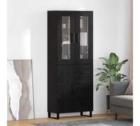 vidaXL Highboard with Drawer 2 pcs Black Oak Engineered Wood and Glass