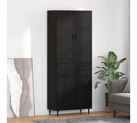 Highboard Black Oak 69.5x34x180cm Engineered Wood & Glass Ample Storage Console