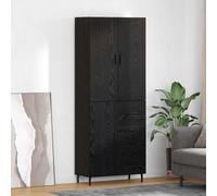 vidaXL Highboard with Drawer 2 pcs Black oak Engineered Wood and Glass