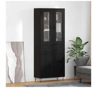 vidaXL 4 Door 2 Drawer Black Oak Sideboard - Size: 90 x 69.5 x 34cm - Wilko