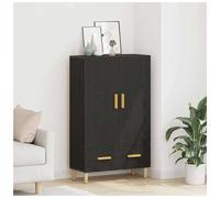 Highboard Black Oak 70x31x115 cm Engineered Wood Compact Storage Cabinet 2-Doors