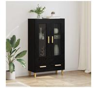 Highboard Black Oak 70x31x115 cm Engineered Wood Modern Storage Unit drawers