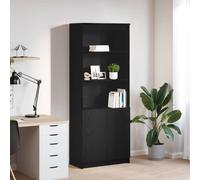Highboard Black Oak Engineered Wood 70x35x180 cm Tall Storage Cabinet 5 shelves