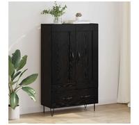 Highboard Black Oak Engineered Wood 69.5x31x115cm 2 Doors 1 Drawer Tapered Legs