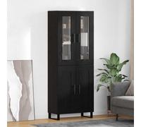 vidaXL Highboard 2 pcs Black Oak Engineered Wood and Glass
