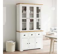 Highboard Brown 115.5x43x200.5cm Solid Pine French Style Glass Door Storage Home