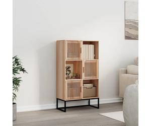 Highboard Brown 70x35x125 cm Engineered Wood with Pine Doors Iron Legs Scandi XL