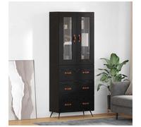 vidaXL Highboard Cabinet with Shelf 2 pcs Black Oak Engineered Wood