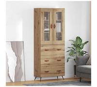 Highboard Cabinet Artisan Oak 69.5x34x180cm Engineered Wood 3 Drawers2GlassDoors