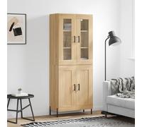 Highboard Cabinet Sonoma Oak 69.5x34x180cm Engineered Wood Wall Mounted 2-Door.