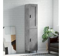 Highboard Concrete Grey 34.5x34x180 cm Engineered Wood Metal Feet Slim Storage