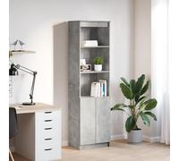Highboard Concrete Grey 50x35x180 cm Engineered Wood Tall Storage Cabinet Plus 5