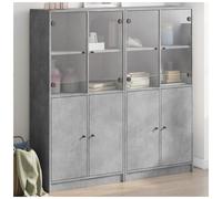 Highboard Concrete Grey 68x37x142cm Engineered Wood Flush Doors Minimal Storage