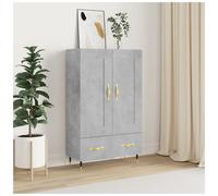 Highboard Concrete Grey 69.5x31x115cm Engineered Wood Gold Handles Tapered Legs