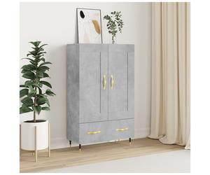 Highboard Concrete Grey 69.5x31x115cm Engineered Wood Gold Handles Tapered Legs