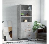 vidaXL Highboard Concrete Grey 69.5X34X180 Cm Engineered Wood, Grey
