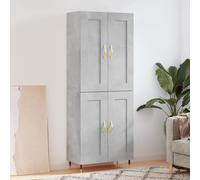 Highboard Concrete grey 69.5x34x180 cm Engineered wood storage with metal legs