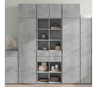 Highboard Concrete Grey 70x42.5x185 cm Engineered Wood Tall Storage with Shelves