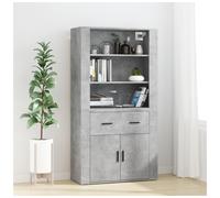 Highboard Concrete Grey 80x33x150cm Engineered Wood 1 Drawer 2 Doors Modern New
