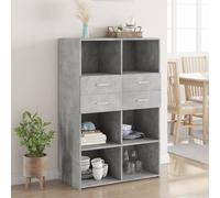 Highboard Concrete Grey 80x42.5x124 cm Engineered Wood Storage Cabinet Slim Unit