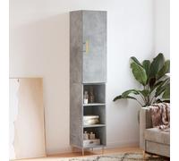 Highboard Concrete Grey Engineered Wood 34.5x34x180 cm 2-Door Tall Gold Handles