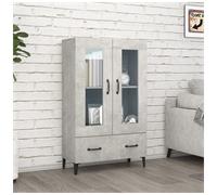 Highboard Concrete Grey Engineered Wood & Iron 70x31x115cm Modern Slim Storage.