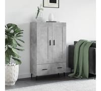 Highboard Concrete Grey Engineered Wood & Metal 69.5x31x115 cm Storage w/Doors