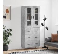 Highboard Engineered Wood - Concrete Grey, 69.5x34x180 cm