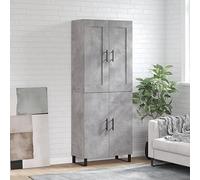 Highboard Furniture Item, Engineered Wood, 69.5cm x 34cm x 180cm, Concrete Grey Finish