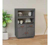 Highboard Grey 67x40x108.5 cm Solid Wood Pine