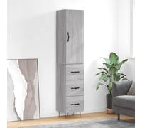 Highboard Grey Sonoma 34.5x34x180 cm Engineered Wood Metal Feet Storage Cabinet
