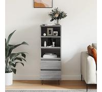 Highboard Grey Sonoma 40x36x110 cm Engineered Wood Metal Legs 3 Open 2 Drawers