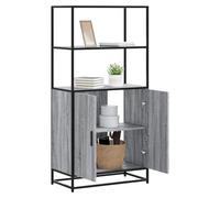Highboard Grey Sonoma 68x35x139cm Engineered Wood and Metal Slim Storage Cabinet