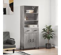 Highboard Grey Sonoma 69.5x34x180 cm Engineered Wood Berkfield Home Grey One Size
