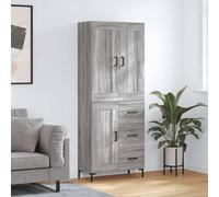 Highboard Grey Sonoma 69.5x34x180 cm Engineered Wood & Metal Cabinet Tall Store