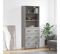 Highboard Grey Sonoma 69.5x34x180 cm Engineered Wood Metal Feet Modern Storage