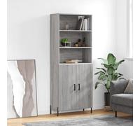 Highboard Grey Sonoma 69.5x34x180 cm Engineered Wood Metal Feet Storage Modern